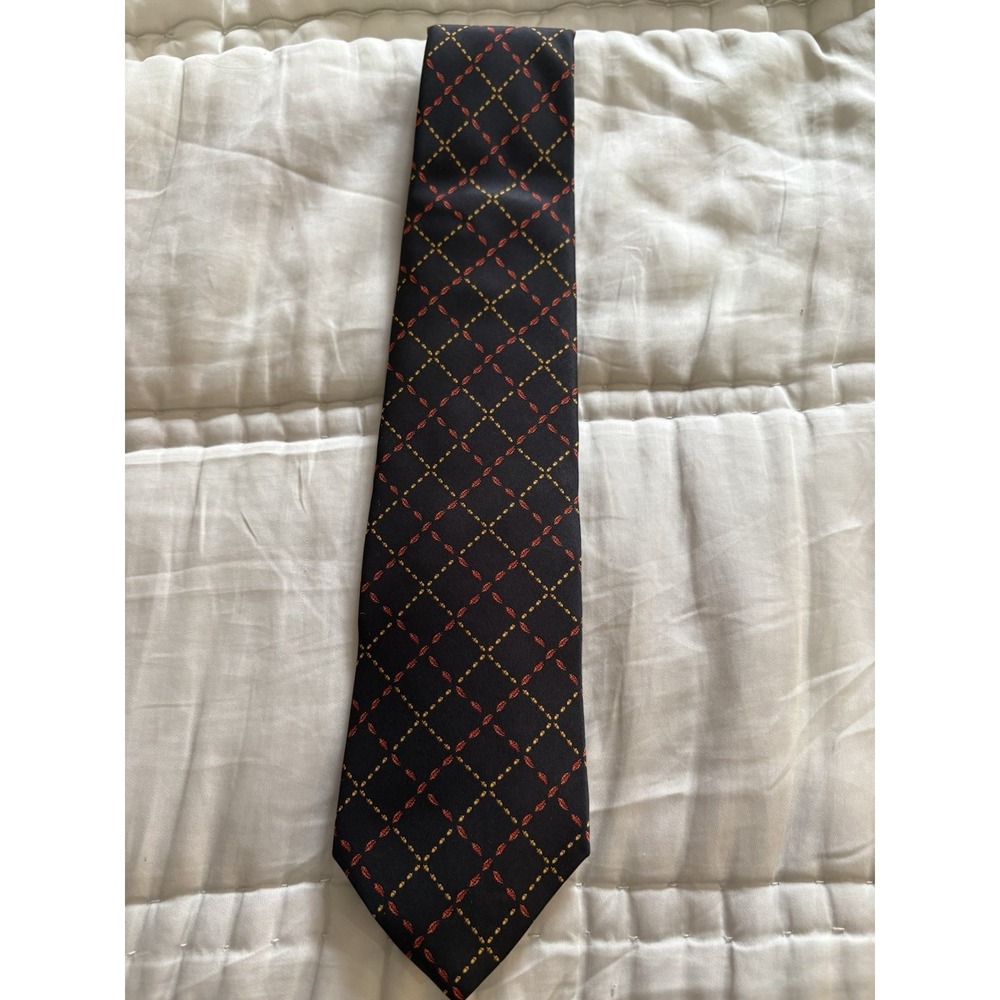 Brooks Brothers Silk Tie Black With Gold And Red Pattern New With‎ Tags